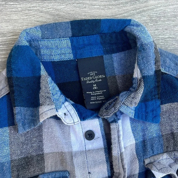 Faded Glory Flannel Plaid Long Sleeve Shirt, blue/grey - Picture 2 of 4